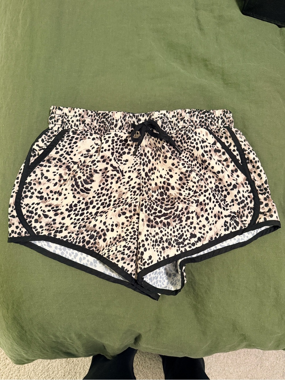 Leopard Print Athletic Shorts with Black Trim